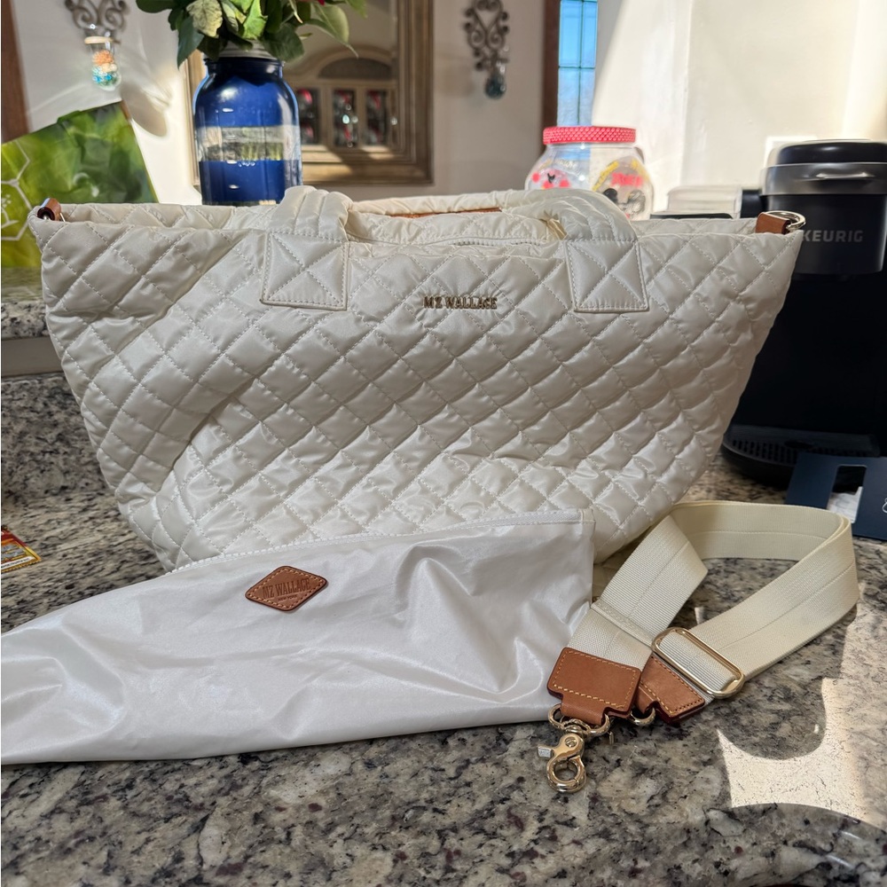 MZ Wallace White Quilted Tote Bag